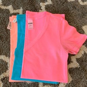 Bundle of 3 Victoria’s Secret PINK v neck tshirts